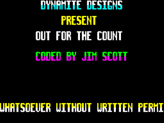 Out for the Count title screen for ZX Spectrum